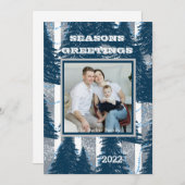 季節の挨拶 カスタム ネイビー シルバー 松の木 H シーズンカード (正面/裏面)