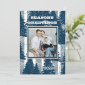 季節の挨拶 カスタム ネイビー シルバー 松の木 H シーズンカード (スタンド正面)