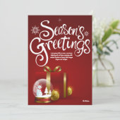 季節の挨拶 | クリスマスオーナメントオン赤 カード (スタンド正面)