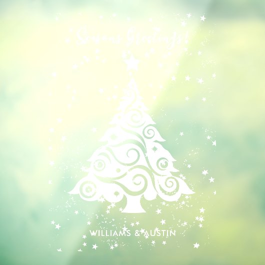 季節の挨拶 クリスマスツリー 星 雪 ウィンドウサイン (シート3)