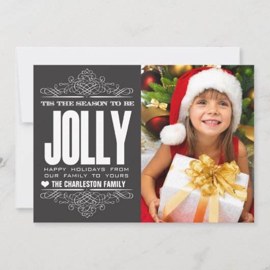 季節の挨拶 クリスマス ホリデー 家族写真 カード (正面)