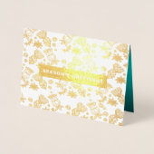 季節の挨拶。クリスマス・ラグジュア実在リー 箔カード (正面)