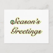 季節の挨拶 シンプルなテキストとリース シーズンポストカード (正面)