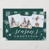 季節の挨拶 |スノーフレーク3フォトコラージュ シーズンカード (正面/裏面)