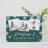 季節の挨拶 |スノーフレーク3フォトコラージュ シーズンカード (スタンド正面)