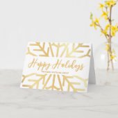 季節の挨拶 ビジネス スノーフレーク ゴールド ホワイト カード (黄色い花)