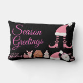 季節の挨拶 – ピンクと黒 | ランバークッション (裏面)