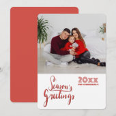 季節の挨拶 フォト ホリデー グリーティング カード (正面/裏面)