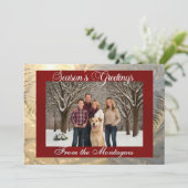 季節の挨拶 フロスト ボーダー & 写真 - 赤 シーズンカード (スタンド正面)