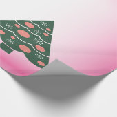 季節の挨拶 活き活きとした緑の枠 ホリー/ツリー ラッピングペーパー (角)