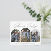 季節の挨拶 | 3月モダン3日フォトクリスマス ポストカード (スタンド正面)