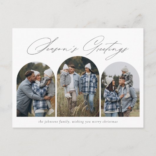 季節の挨拶 | 3月モダン3日フォトクリスマス ポストカード (正面)