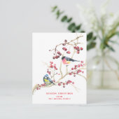 季節の挨拶 – Christmas Greenery w Bird ポストカード (スタンド正面)