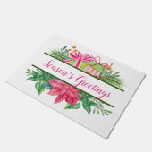 季節の挨拶 | Holiday Greens, Pointsettias ドアマット (アングル)