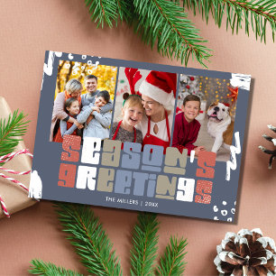 季節の挨拶Three Photo Familyクリスマス シーズンカード