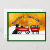 季節の挨拶v.5d: 明白なクリスマス(列車) シーズンポストカード (正面/裏面)