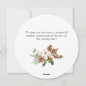 季節の松ぼっくりと松の葉のクリスマスリース クリスマスメッセージ シーズンカード (裏面)