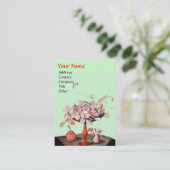 季節の果実の花,葉モノグラムピンクグリーン 名刺 (スタンド正面)