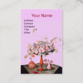 季節の果実の花,葉モノグラムピンク薄紫 名刺 (正面)