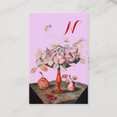 季節の果実の花,葉モノグラムピンク薄紫 名刺 (裏面)