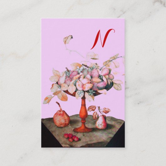 季節の果実の花，葉モノグラムピンク薄紫 名刺 (裏面)