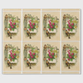 季節の果実/自然，鳥とラズベリー ラッピングペーパー (フラット)