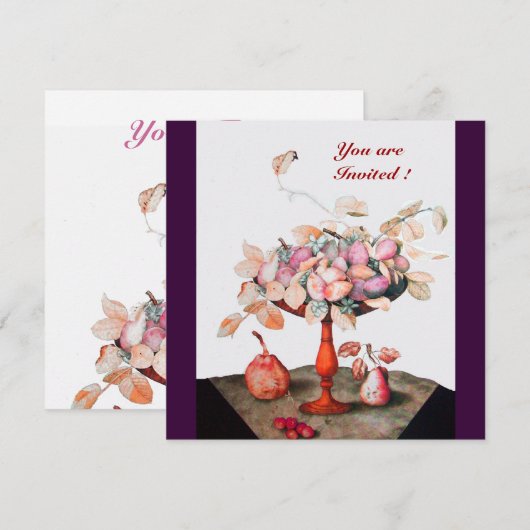 季節の果実/花、剪定、葉 招待状 (正面/裏面)