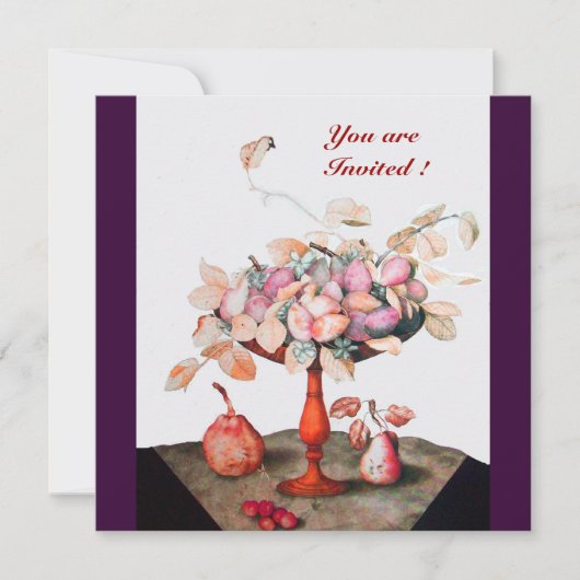 季節の果実/花、剪定、葉 招待状 (正面)