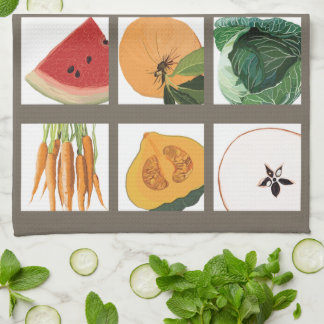 季節の果物と野菜の台所タオル キッチンタオル