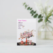 季節の果物の花瓶,花,葉梨のピンク 名刺 (スタンド正面)