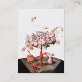 季節の果物の花瓶,花,葉梨のピンク 名刺 (裏面)
