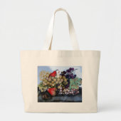 季節の果物の葡萄と梨 ラージトートバッグ (正面)