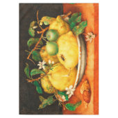 季節の果物レモンと白い花 テーブルクロス (正面)