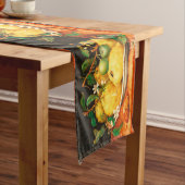 季節の果物レモンと白い花 ロングテーブルランナー (インサイチュ)