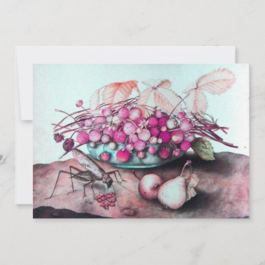 季節の果物3, ピンク 青 黒 案内状 (正面)