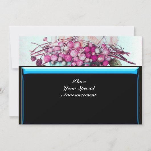 季節の果物3, ピンク 青 黒 案内状 (裏面)