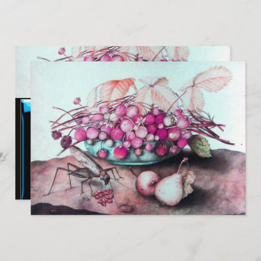 季節の果物3, ピンク 青 黒 案内状 (正面/裏面)