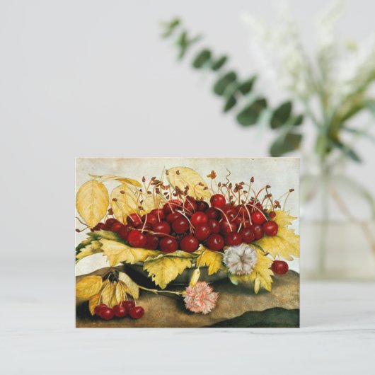 季節の果物/さくらんぼとカーネーション シーズンポストカード (スタンド正面)