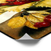 季節の果物/さくらんぼとカーネーション ポスター (角)