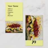 季節の果物/さくらんぼとカーネーション,モノグラム 名刺 (正面/裏面)