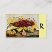 季節の果物/さくらんぼとカーネーション,モノグラム 名刺 (裏面)