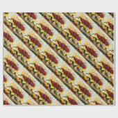 季節の果物/さくらんぼとカーネーション ラッピングペーパー (フラット)