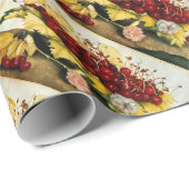 季節の果物/さくらんぼとカーネーション ラッピングペーパー (ロールコーナー)