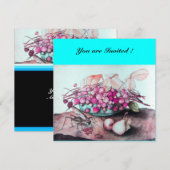 季節の果物 / イチゴと梨 ブルーピンク 招待状 (正面/裏面)