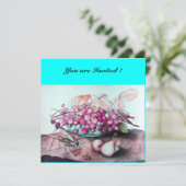 季節の果物 / イチゴと梨 ブルーピンク 招待状 (スタンド正面)