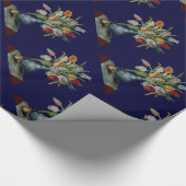 季節の果物 / チューリップ, 青 ラッピングペーパー (角)