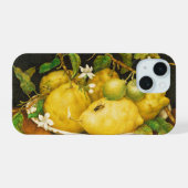 季節の果物 レモンと白い花 iPhone 15ケース (裏面横)