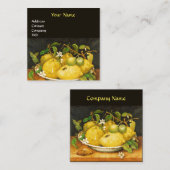 季節の果物、レモン、白い花は黄色 スクエア名刺 (正面/裏面)