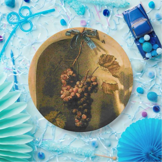 季節の果物、繁栄のぶら下がったぶどう、つる植物 ペーパープレート (パーティー)