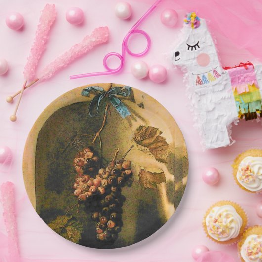 季節の果物、繁栄のぶら下がったぶどう、つる植物 ペーパープレート (パーティー)